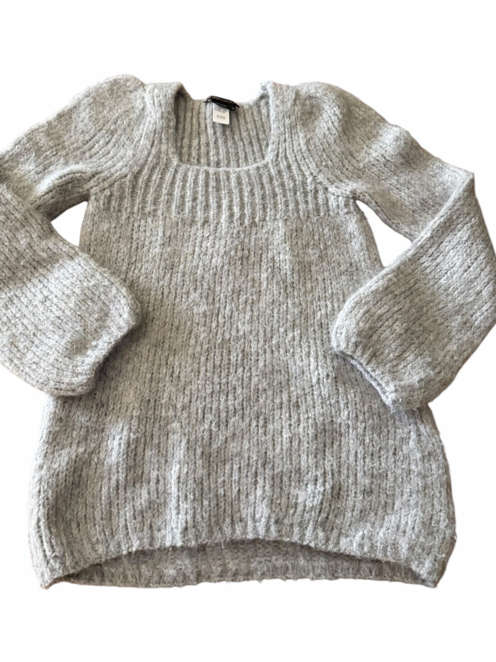 BCBGMaxAzria Apalca blend Light Gray Ribbed Crewneck Sweater XS (oversized)